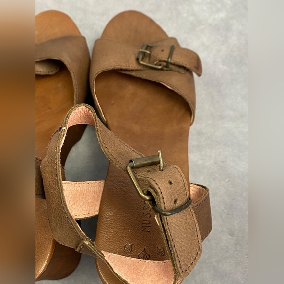 Musse & cloud wooden/leather platform heels Women's size 10 Made in Spain - Picture 11 of 12